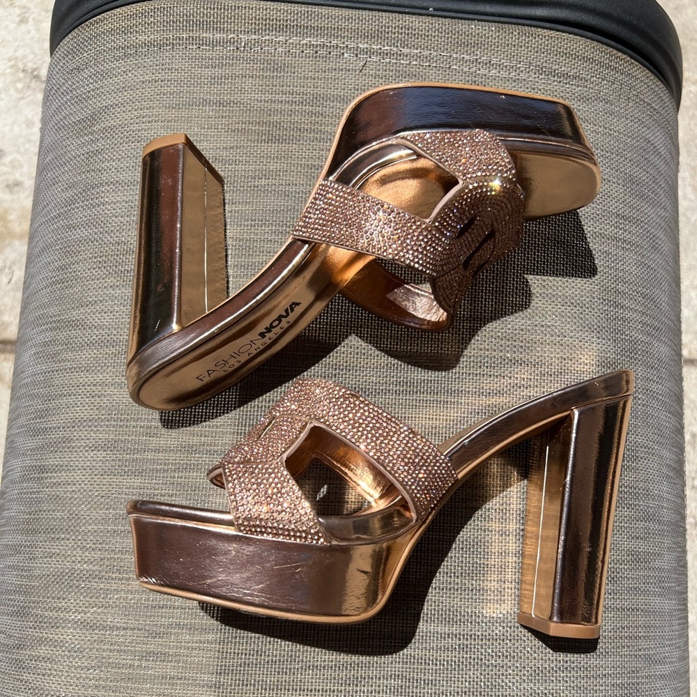 Rose Gold Bedazzled Fashion Nova Heels